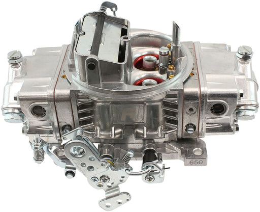 Aeroflow 650cfm 4-Barrel Double Pumper Carburettor with Mechanical Secondaries Square bore 4150 Flange, Electric Choke, Silver Finish (AF5112-1650)