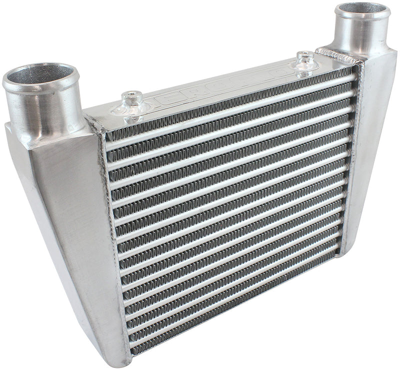 Aeroflow V-Mount Street Series Aluminium Intercooler, Silver Powder Coated Finish 330 x 280 x 76mm with 2-1/2" Inlet/Outlets (AF90-1015)