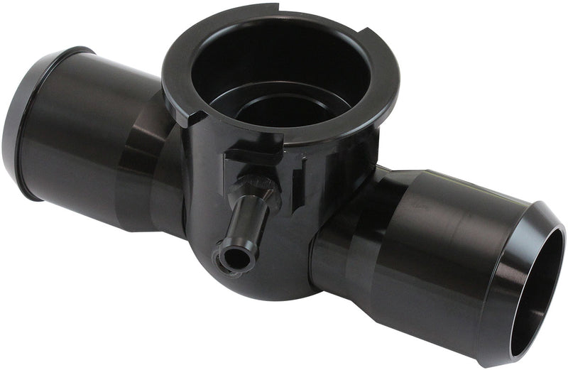 Aeroflow Billet Aluminium Inline Radiator Hose Filler - Black Finish Suits 42mm Radiator Cap and 1-1/4"-20 Internal Thread (AF64-4039BLK)