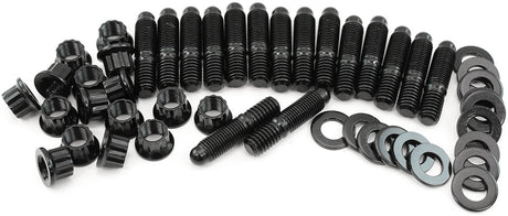Aeroflow Small & Big Block Chevy Header Stud Kit 3/8" OAL 1.670", Pack of 16 - Black Finish - AF37-1033 AF37-1033