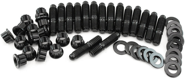 Aeroflow Small & Big Block Chevy Header Stud Kit 3/8" OAL 1.670", Pack of 16 - Black Finish - AF37-1033 AF37-1033