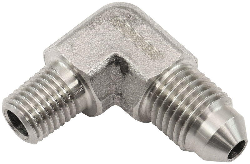 Aeroflow Stainless Steel 90° NPT Male to AN Fitting 1/16" NPT to Male -3AN (AF381-01) AF381-01