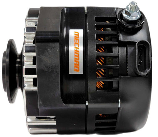 Mechman Billet S Series 170 Amp Racing Alternator, Black Finish V-Groove Pulley. Suit Ford 1965-85 (MMB7058170B)