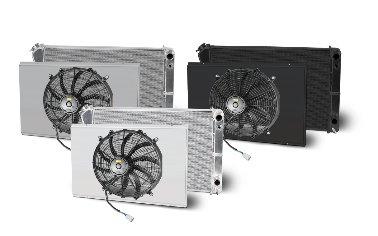 AFCO Chevelle Lsx Double Pass Crossflow Aluminum Radiator and Shroud - 84253-B-DB-N 84253-B-SP-N