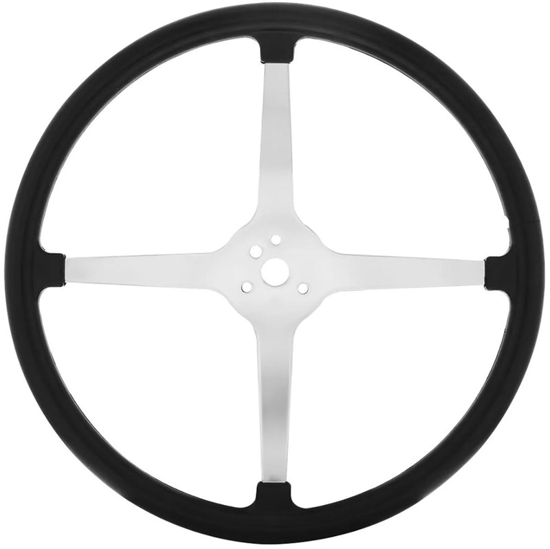 UPI 15" Bell Style Steering Wheel 4 Spoke Black Rubber Brip, 3-Bolt (UP110124) UP110124