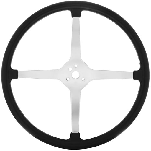 UPI 15" Bell Style Steering Wheel 4 Spoke Black Rubber Brip, 3-Bolt (UP110124) UP110124