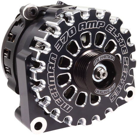 Mechman Billet Elite Series 370 Amp Alternator, Black Finish - MMB8206370B MMB8206370B