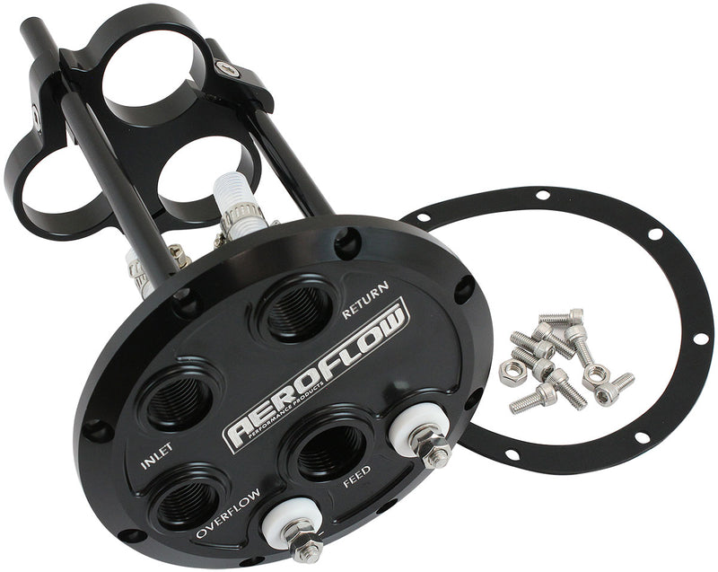 Aeroflow Billet Low Profile Triple 40mm Fuel Pump Hanger -Black Use With AF49-1242, AF49-1057 Fuel Pump (AF64-4056BLK) AF64-4056BLK