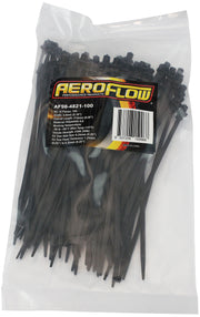 Aeroflow One Piece Fixed Fir Tree Cable Ties 4.8mm Wide x 210mm Long - 100 Pack Nylon 66 Material, Black Colour (AF98-4821-100)