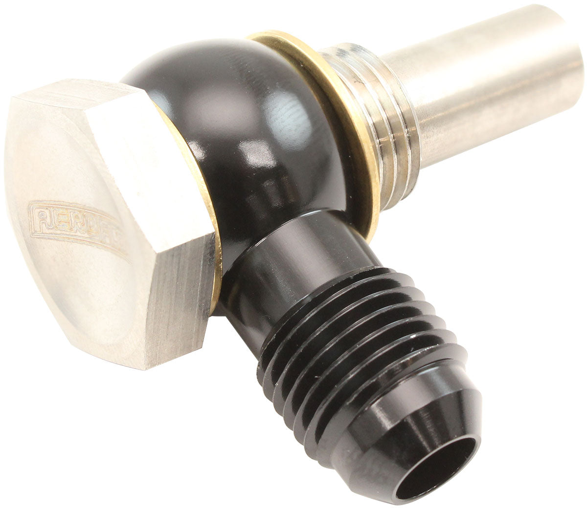 Aeroflow 9/16"-18 NPSM Long Tail Stainless Steel Banjo Bolt and Aluminium -6AN Banjo - AF399-06L AF399-06L