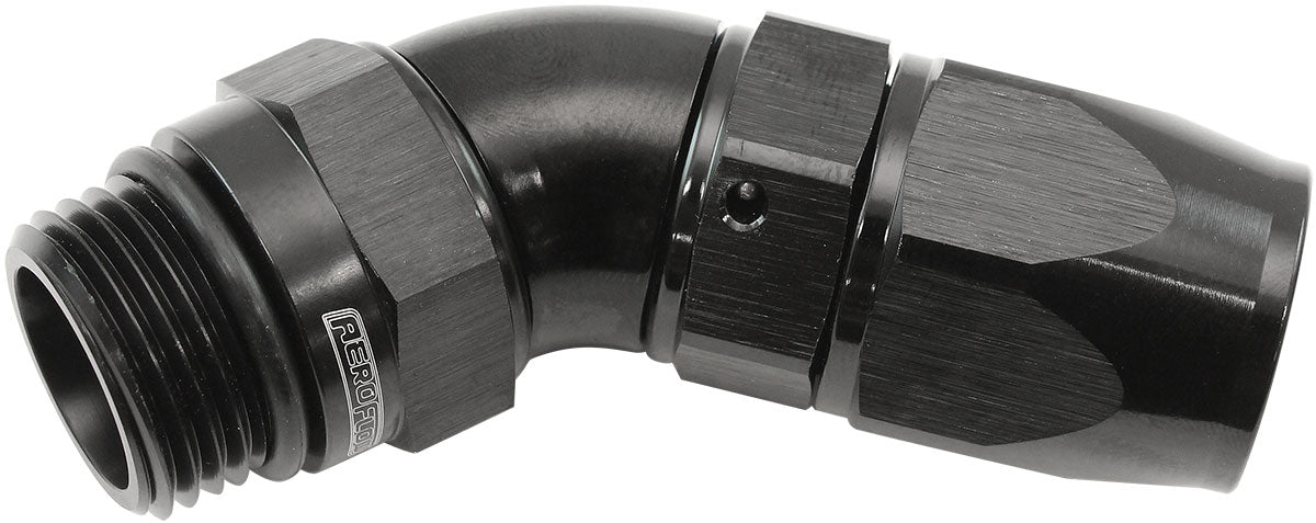 Aeroflow ORB Taper Swivel 45° Hose End -8 ORB to -8AN - AF582-08-08DBLK