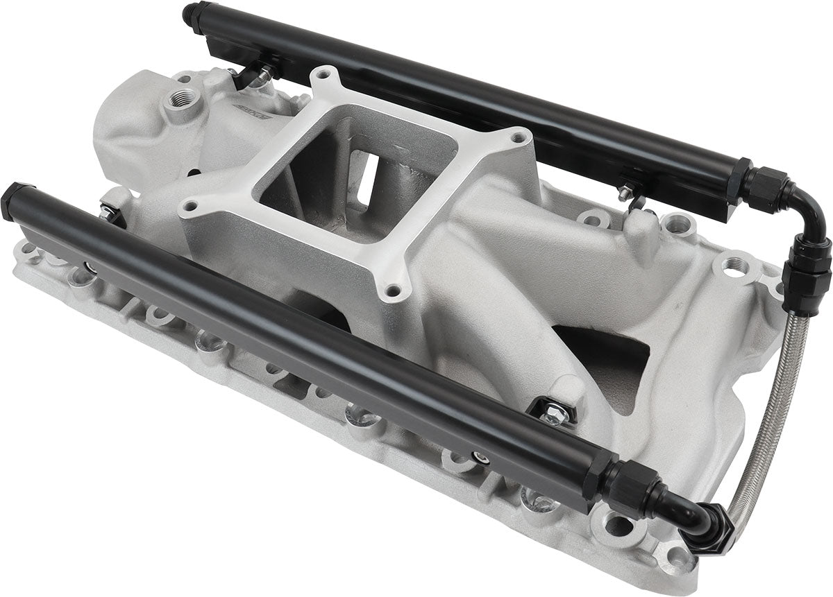 Aeroflow SB Ford 289-302 Windsor EFI Air Gap Single Plane Intake Manifold, Natural Cast Finish 2500 - 7500 RPM, Square Bore Carburettor Pad, Non-EGR (AF6090-2000)