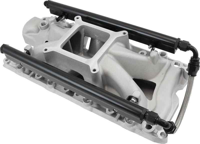 Aeroflow SB Ford 289-302 Windsor EFI Air Gap Single Plane Intake Manifold, Natural Cast Finish 2500 - 7500 RPM, Square Bore Carburettor Pad, Non-EGR (AF6090-2000)