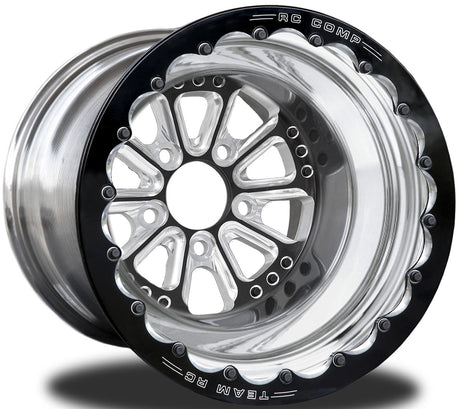 RC Comp Exile 15" x 9" Wheel, Polished with Black Eclipse Finish Centre, Single Beadlock - RCCSC401PIB-02B RCCSC401PIB-02B