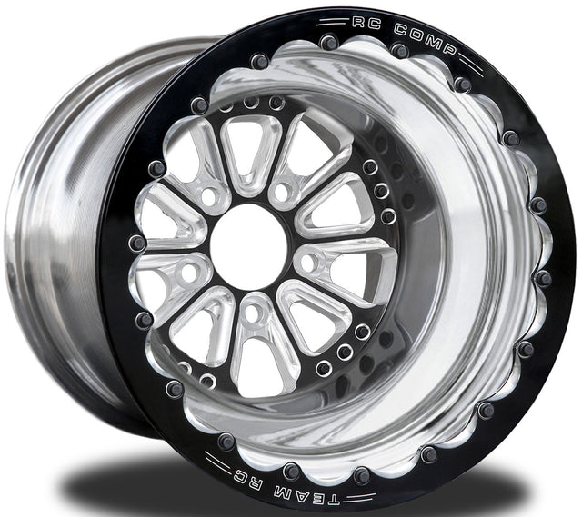 RC Comp Exile 15" x 9" Wheel, Polished with Black Eclipse Finish Centre, Single Beadlock - RCCSC401PIB-02B RCCSC401PIB-02B