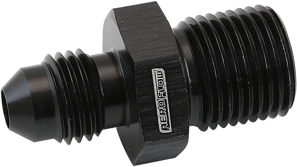 Aeroflow Metric to Male Flare Adapter M14 x 1.25mm to -6AN Black Finish (AF742-06BLK) AF742-06BLK