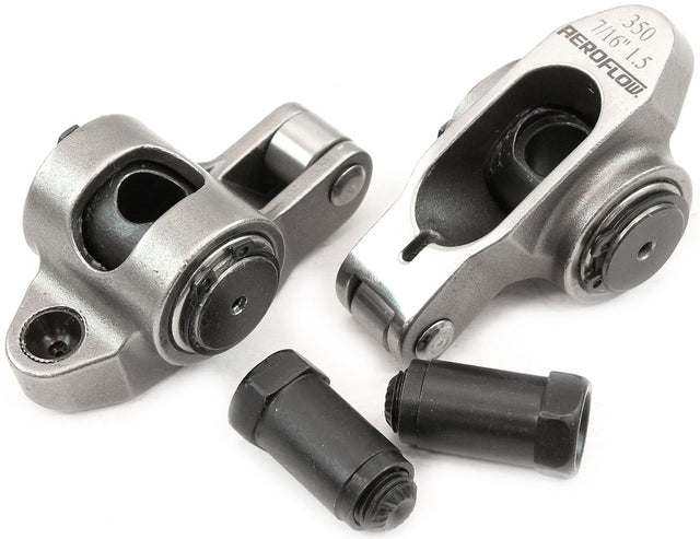 Aeroflow Small Block Chev Stainless Steel Roller Rocker Set 7/16" Stud Mount, 1.50 Ratio, Set of 2 (AF95-1205-2) AF95-1205-2