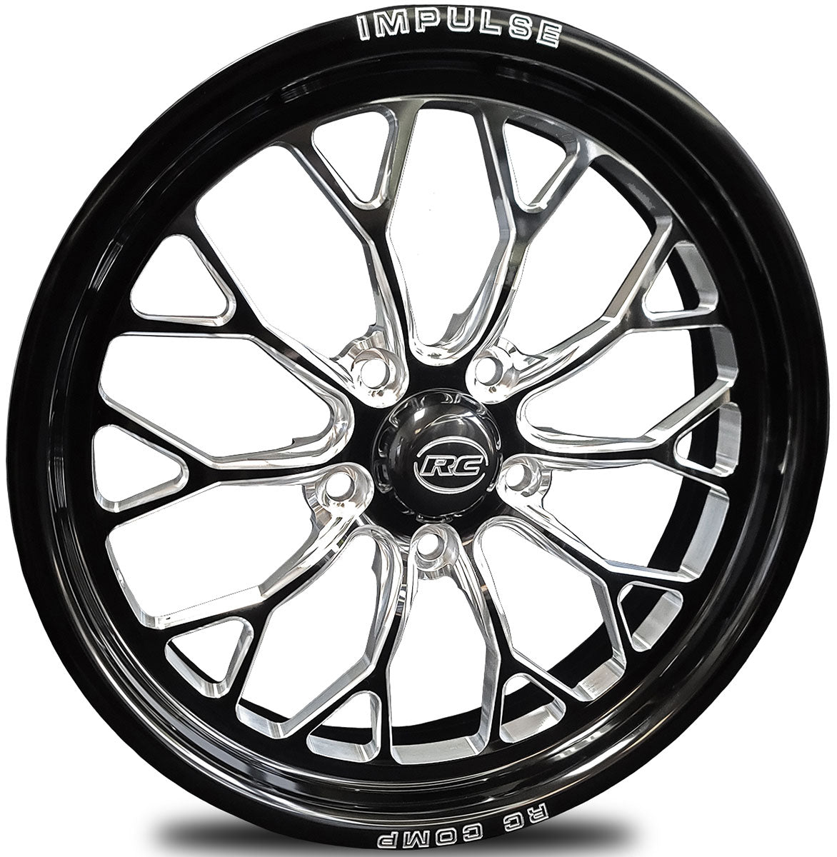 RC Comp Impulse 17" x 5" Front Wheel, Black with Eclipse Finish - RCCFW37C2Q-14E RCCFW37C2Q-14E