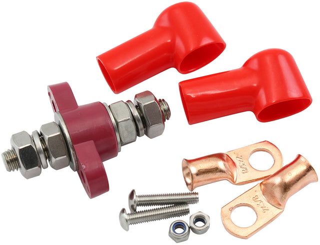 Aeroflow Single Red Electrical Terminal Bulkhead - M10 Stud - AF49-4062R AF49-4062R