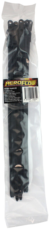 Aeroflow Screw Mounted Cable Ties 7.6mm Wide x 400mm Long - 25 Pack Nylon 66 Material, Black Colour (AF98-7640-25)