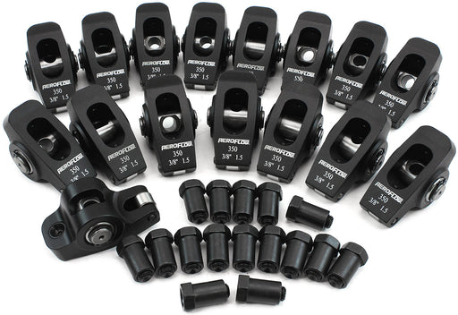 Aeroflow Small Block Chev Aluminium Roller Rocker Set 3/8" Stud Mount, 1.5 Ratio, Set of 16 (AF95-1100) AF95-1100