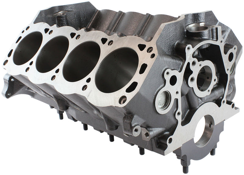 Aeroflow Cast Iron Ford 351W Engine Block, 4.000" Bore 9.500" Deck Height, 351 Cleveland Mains, 4-Bolt Billet Splayed Caps (AF96-1010) AF96-1010