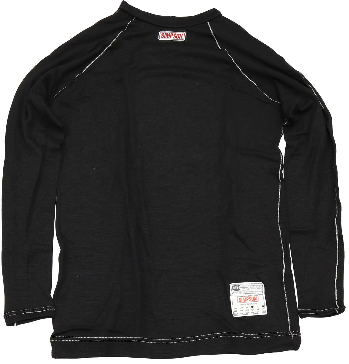 Simpson Memory Fit Long SleeveTop XX-Large, Full Length Black Top, SFI Approved (SI20123ZK) SI20123ZK