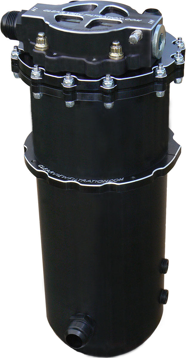 Clearview Clear View Filtration Clearview Dry Sump Oil Tank, Black Anodised -16 Inlet/Outlet , 7 Quart (6.6L) Oil Capacity, 20" H x 6-5/8" O.D - CV8000-B CV8000-B