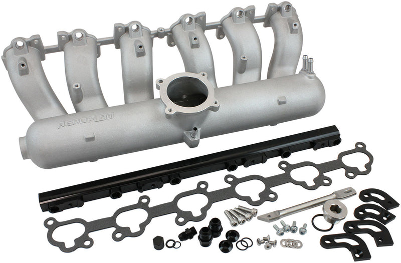 Aeroflow Ford Falcon FG Barra Intake Manifold - Natural Cast Finish -8ORB Fuel Rails to suit 14mm 3/4" Length Fuel Injectors (AF6028-7000) AF6028-7000