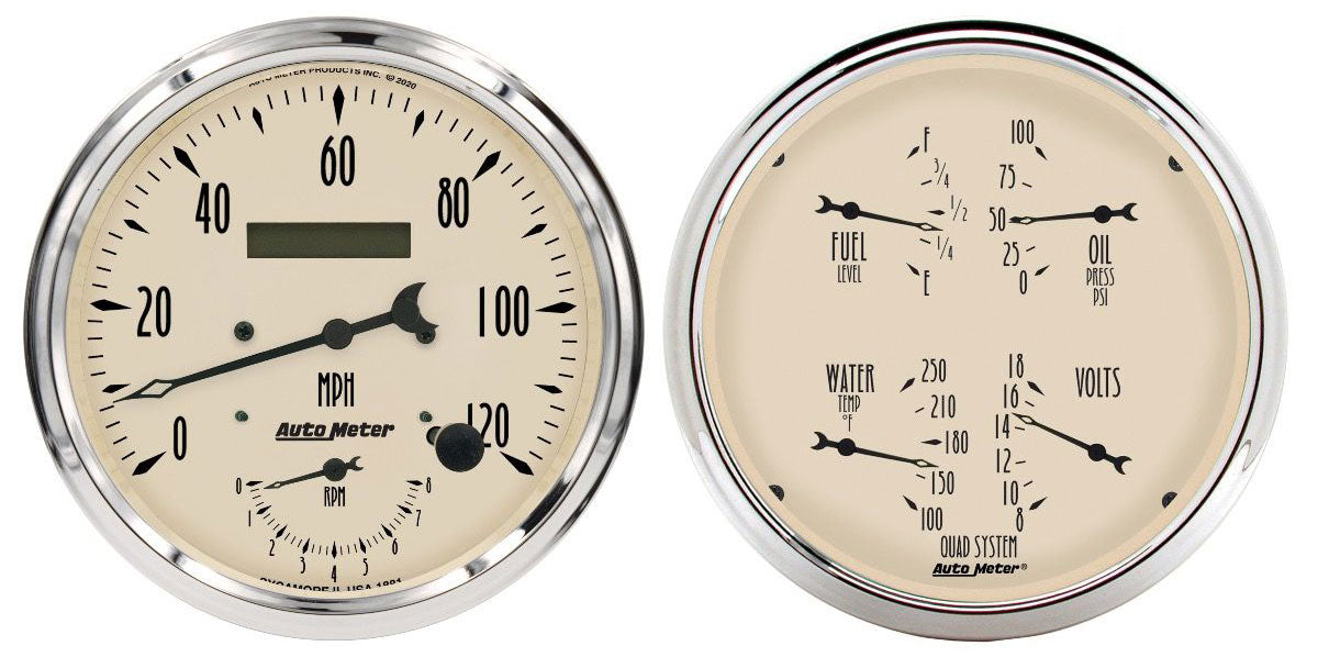 AutoMeter Antique Beige 2-Piece Quad Gauge/Speedometer Kit - AU1852 AU1852