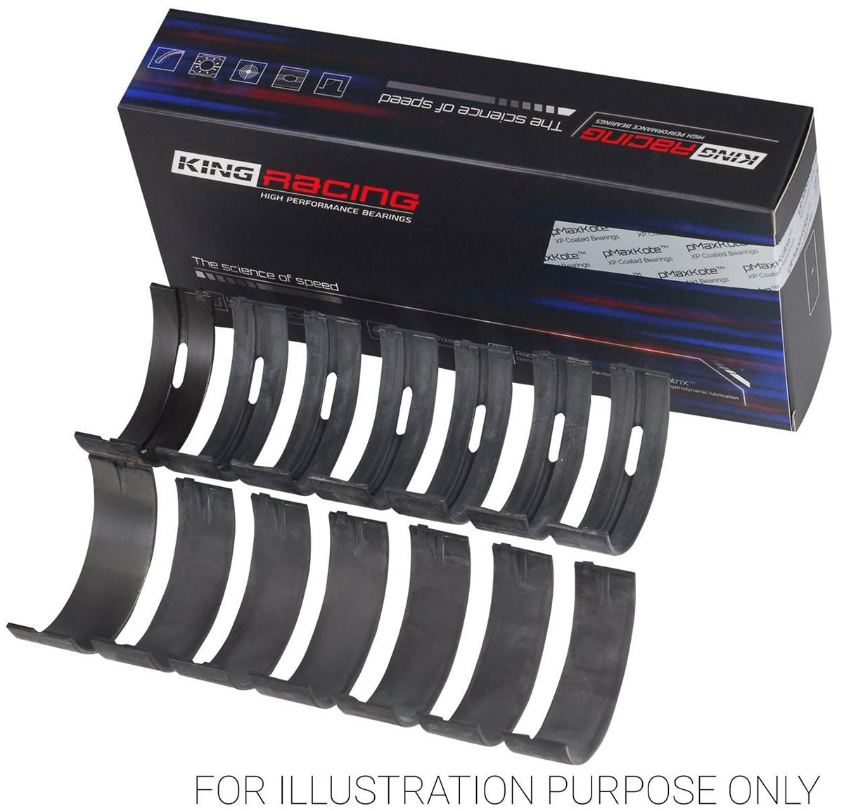 King XPC Series Main Bearing Set, .25mm (.010") Suit Toyota 1JZ-GE, 1JZ-GTE, 2JZ-GE, 2JZ-GTE DOHC (KBMB7084XPC0.25) KBMB7084XPC0.25