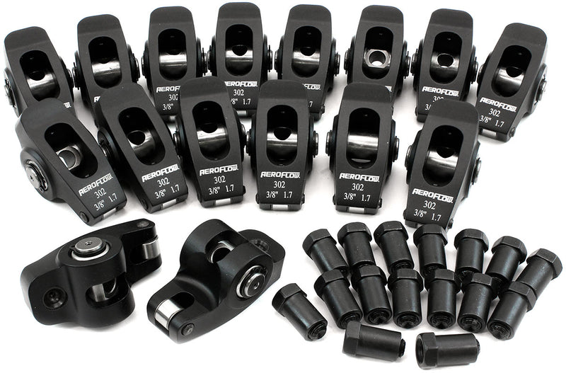 Aeroflow Small Block Ford Windsor 289-351 Aluminium Roller Rocker Set 3/8" Stud Mount, 1.7 Ratio, Set of 16 (AF95-1121) AF95-1121