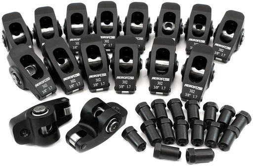 Aeroflow Small Block Ford Windsor 289-351 Aluminium Roller Rocker Set 3/8" Stud Mount, 1.7 Ratio, Set of 16 (AF95-1121) AF95-1121