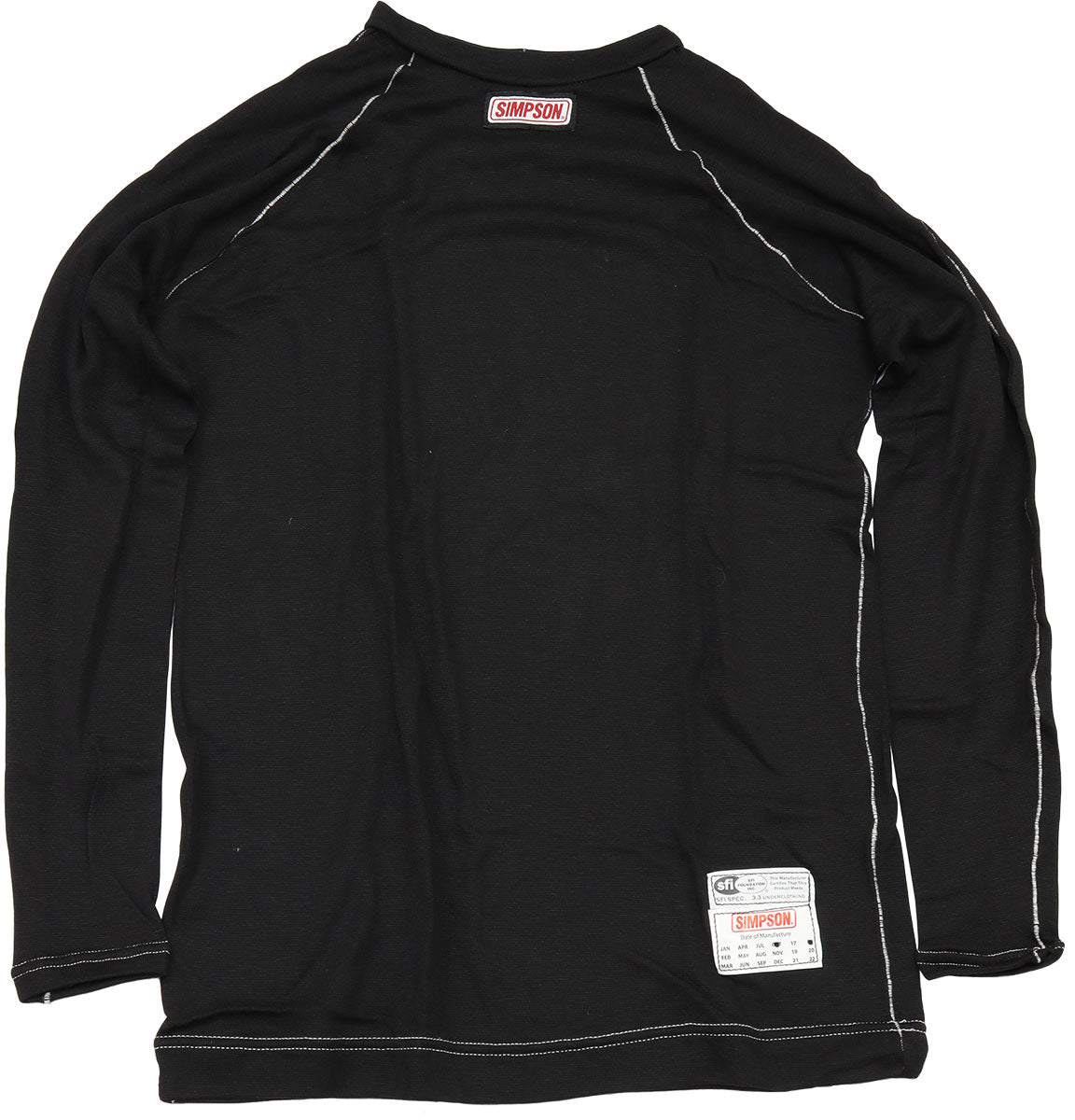 Simpson Memory Fit Long SleeveTop Small, Full Length Black Top, SFI Approved (SI20123SK) SI20123SK