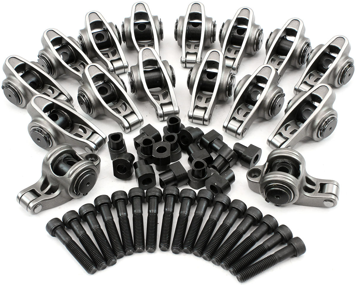 Aeroflow GM LS Stainless Steel Roller Rocker Set M8 Stud Mount, 1.70 Ratio, Set of 16, Suit Rectangle Port Cylinder Heads (AF95-1236) AF95-1236