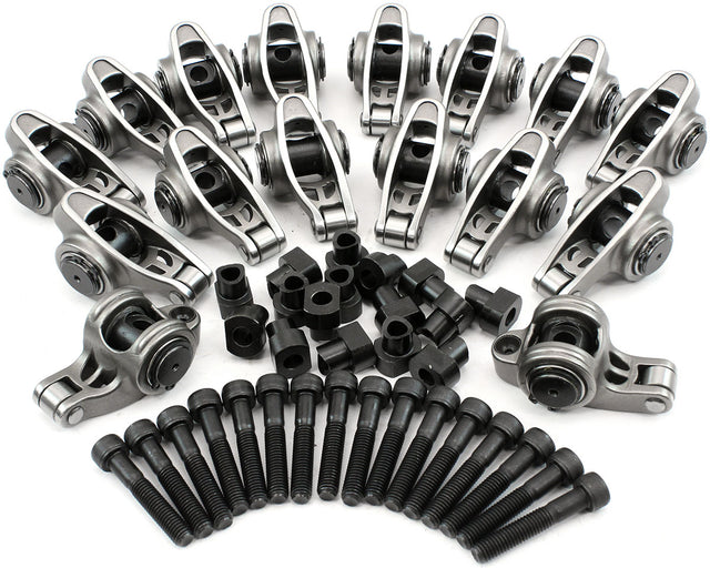 Aeroflow GM LS Stainless Steel Roller Rocker Set M8 Stud Mount, 1.70 Ratio, Set of 16, Suit Rectangle Port Cylinder Heads (AF95-1236) AF95-1236