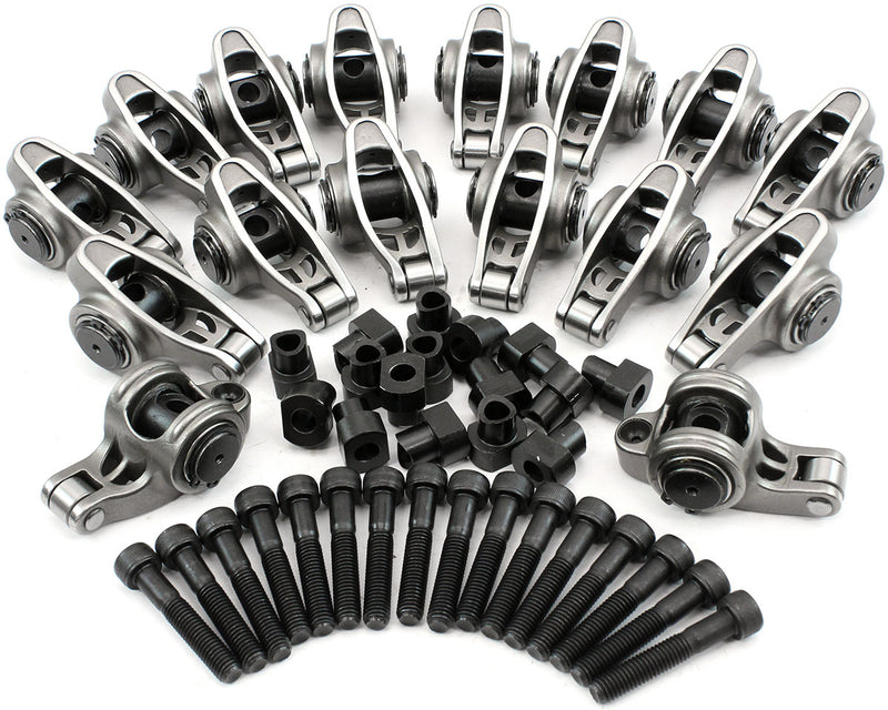 Aeroflow GM LS Stainless Steel Roller Rocker Set M8 Stud Mount, 1.70 Ratio, Set of 16, Suit Rectangle Port Cylinder Heads (AF95-1236) AF95-1236