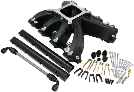 Aeroflow GM LS Rectangle Port Carburettor Hi Rise Race Single Plane EFI Intake Manifold, Black Finish - AF6250-6001 AF6250-6001