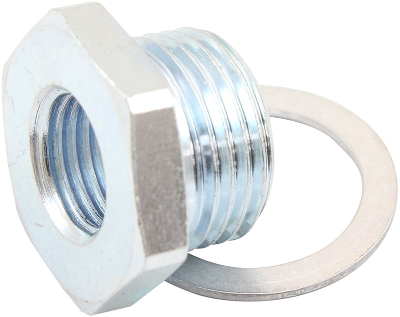 Aeroflow O2 Sensor Reducer Bush - M18 x 1.5mm to M12 x 1.25mm Zinc Coated Steel (AF991-M18-M12) AF991-M18-M12