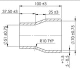 Turbosmart Silicon Hose Reducer 2.00-2.75" BLACK - TS-HR200275-BK