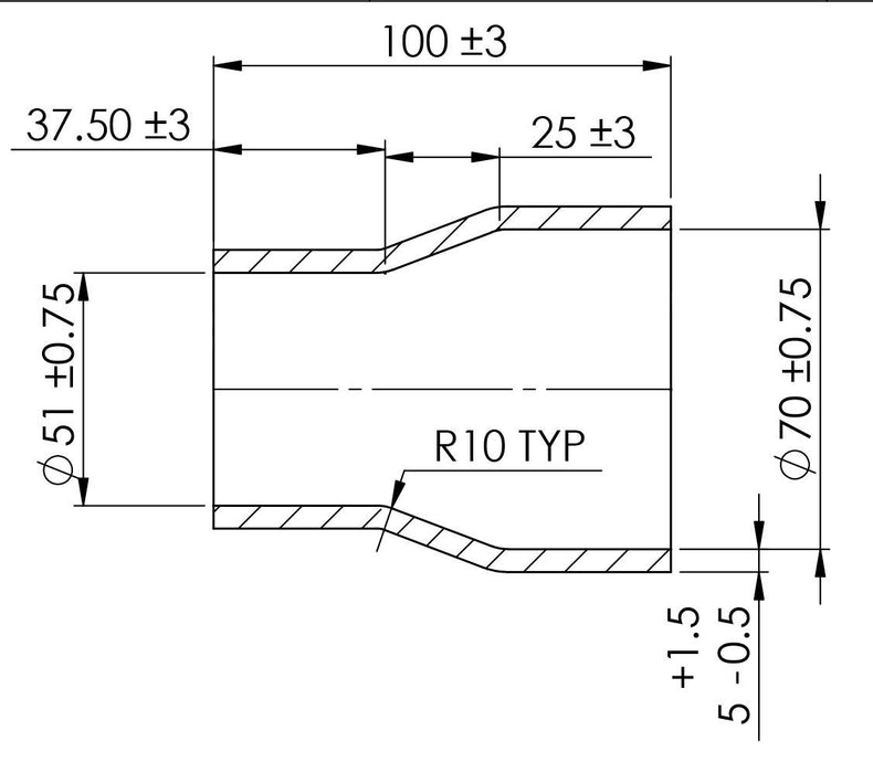 Turbosmart Silicon Hose Reducer 2.00-2.75" BLACK