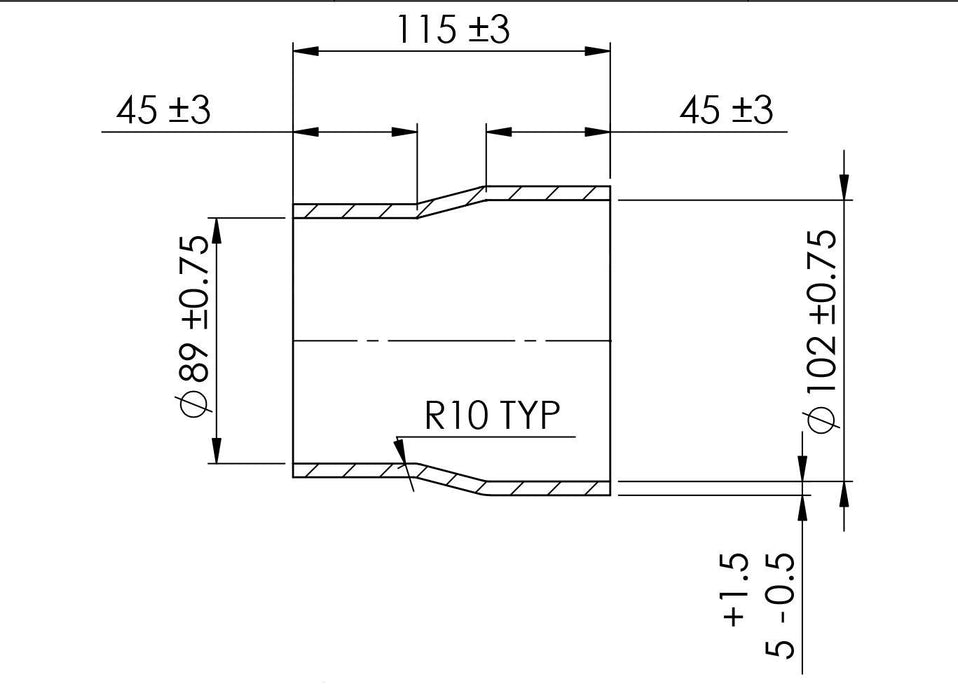 Turbosmart Silicon Hose Reducer 3.50-4.00" BLACK