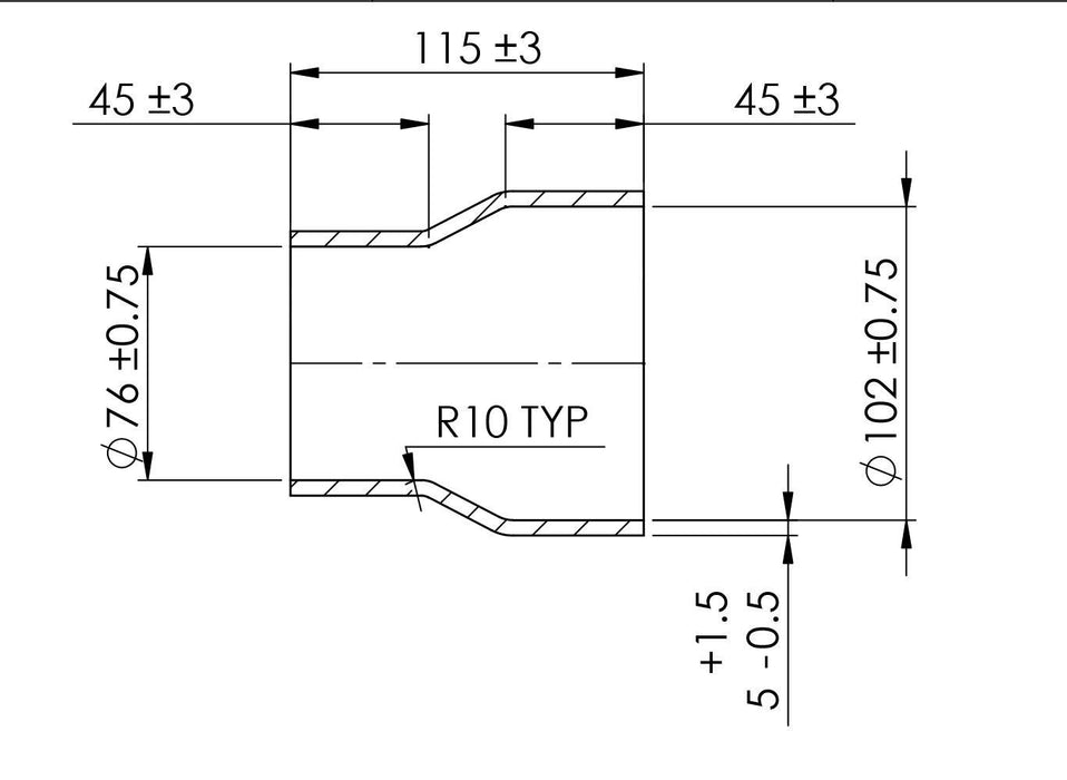 Turbosmart Silicon Hose Reducer 3.00-4.00" BLACK