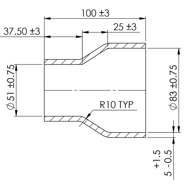 Turbosmart Silicon Hose Reducer 2.00-3.25" BLACK