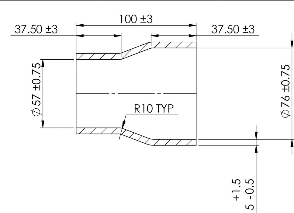 Turbosmart Silicon Hose Reducer 2.25-3.00" BLACK