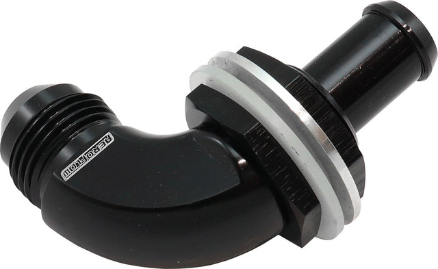 Aeroflow 90 Degree Fuel Cell Bulkhead -8AN to 1/2" Barb - AF937-08-08BLK AF937-08-08BLK