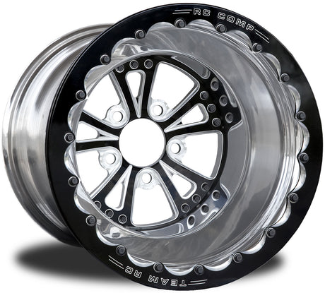 RC Comp Torx 15" x 8.5" Wheel, Polished with Black Eclipse Finish Centre, Single Beadlock - RCCSB501P1E-01E RCCSB501P1E-01E