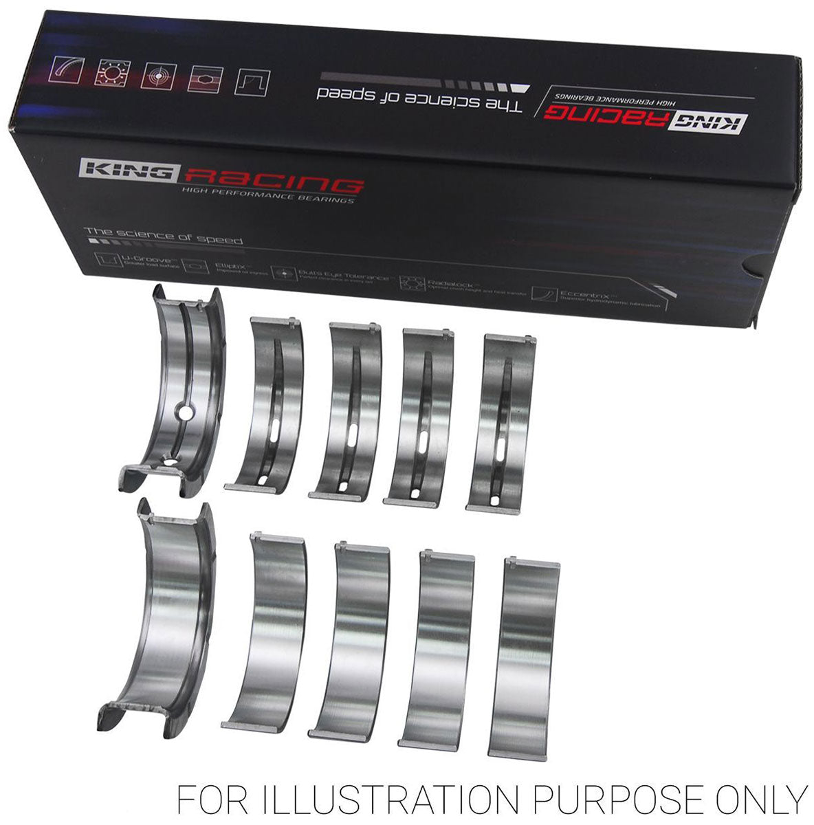 King HP Series Main Bearing Set, .001" Suit GM LS Series (KBMB5013HP 001) KBMB5013HP 001
