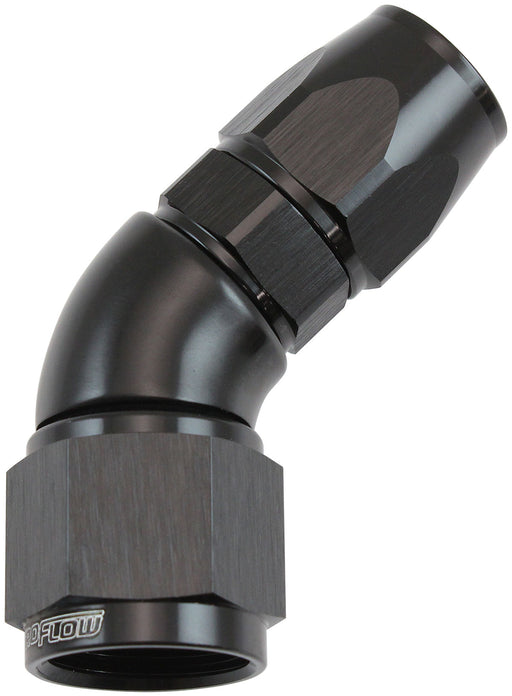 Aeroflow 200 Series Teflon Style One Piece 45 Degree Stepped Hose End -10AN to -8 Hose Black Finish, Suits 200 & 250 Series Hose (AF572-08-10DBLK) AF572-08-10DBLK