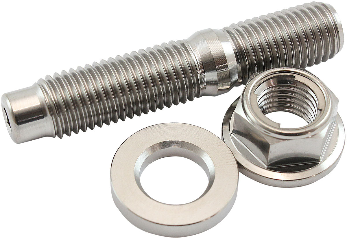 Aeroflow M10 x 1.25mm Titanium Stud, Hex Locking Nut and Washer Kit Sold as One Stud, One Flat Washer and One 6 Point Hex Locking Nut (AF55-2016) AF55-2016